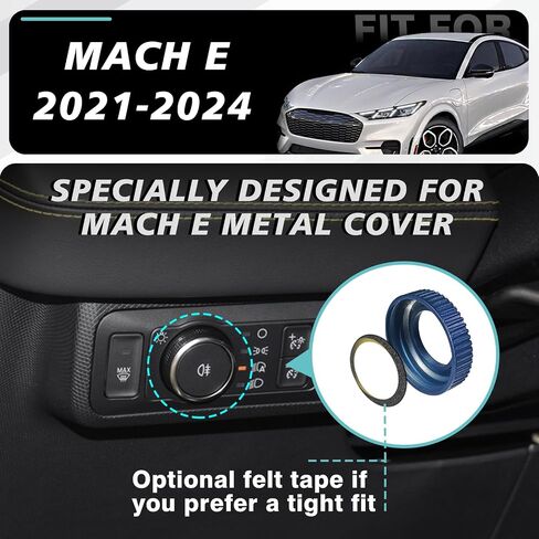غطاء معدني لمقبض زر الضوء من BestEvMod متوافق مع ملحقات Mach E 2021 2022 2023 2024 مقبض مفتاح تبديل الضوء غطاء معدني من سبائك الزنك في التصميم (أحمر) in Kuwait