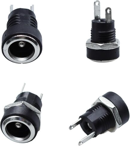 24Pcs 5.5 x 2.1mm 2 Pin DC Power Female Jack Panel Mount Connector Sockets, DC Electrical Plug Connector Adapter with Dustproof Plug in Saudi Arabia