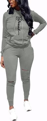Nimsruc Women's Two Piece Outfits Casual Long Sleeve Sweatsuit Tracksuit Pant Sets Red XL in Kuwait