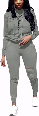 Nimsruc Women's Two Piece Outfits Casual Long Sleeve Sweatsuit Tracksuit Pant Sets Red XL in Kuwait
