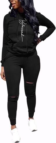 Nimsruc Women's Two Piece Outfits Casual Long Sleeve Sweatsuit Tracksuit Pant Sets Red XL in Kuwait