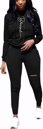 Nimsruc Women's Two Piece Outfits Casual Long Sleeve Sweatsuit Tracksuit Pant Sets Red XL in Kuwait
