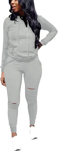 Nimsruc Women's Two Piece Outfits Casual Long Sleeve Sweatsuit Tracksuit Pant Sets Red XL in Kuwait