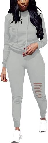Nimsruc Women's Two Piece Outfits Casual Long Sleeve Sweatsuit Tracksuit Pant Sets Red XL in Kuwait