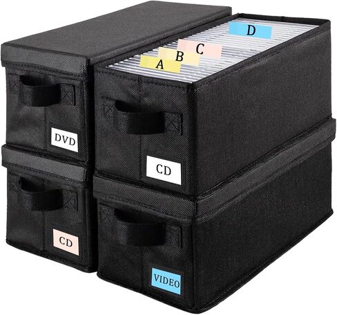 مربعات تخزين الأقراص المضغوطة - حزمة 6 حزمة CD Case - 14.2 "x 6.3" × 5.5 "، يحمل 34 Ray Blue أو Desktop أو Closet CD Case ، يمكن أيضًا تخزين أقراص DVD | أوراق | البطاقات | الملابس in Kuwait