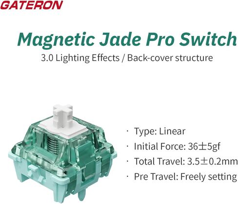 GATERON Magnetic Jade Pro Linear Factory Pre-lubed Freely Setting Pre-Travel 20mm Longer Spring Key Keyboard Switches for Magnetic Gaming Keyboard (90 Pcs, Magnetic Jade Pro) in Saudi Arabia