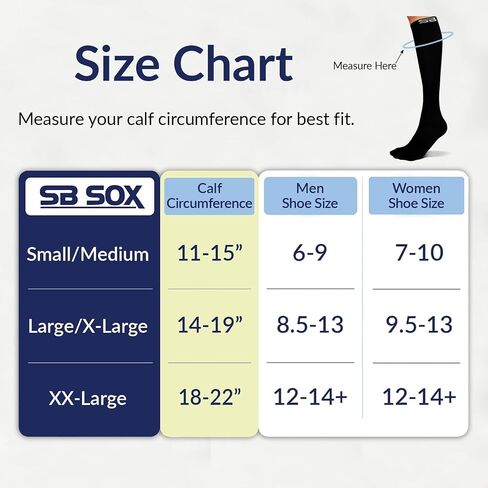 SB SOX 3-Pair Compression Socks for Men & Women (15-20mmHg) – Best Compression Socks for Flying, Medical, Sports, Wide Calf Fit, Skiing, and Daily Wear in Kuwait