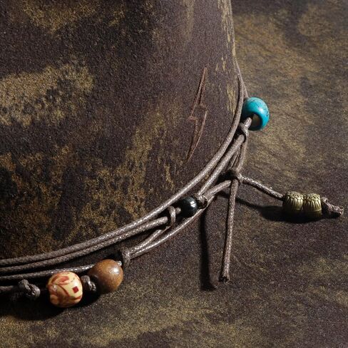 RUEDIGER Wide Brim Fedora Hats for Men Women 100% Wool Felt Panama Rancher Hat with Lightning Logo Distressed/Burned Handmade in Kuwait