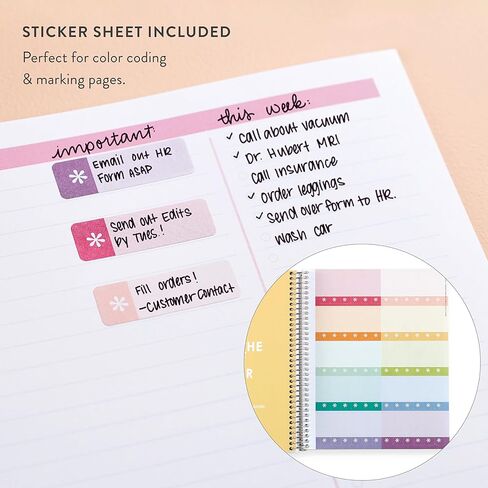 Erin Condren 8.5" X 11" Spiral Bound Productivity Notebook - Mid Century Circles, 160 Lined Page & To Do List Organizer Notebook, 80Lb Thick Paper, Stickers Included in Kuwait