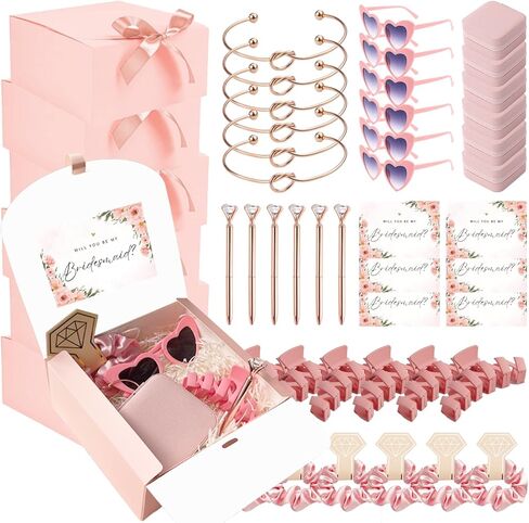 TERRATREK 48 Pcs Bridesmaid Proposal Gifts, Maid of Honor Proposal Gifts for Wedding, Bridal Party Gifts with Will You Be My Bridesmaid Card, Bridesmaid Gifts Sets of 6 for Wedding Day (Champagne) in Kuwait