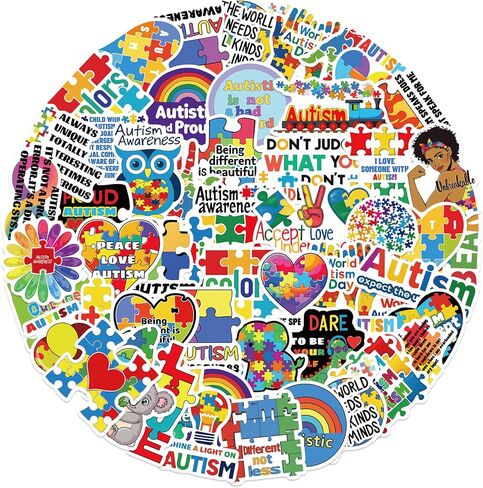 Love and Care Childhood Autism Stickers,50PCs,Autism Laptop Decals Gift Toddlers Teens Girls Cute Cool Kawaii Tools Decorations DIY,Stickers for Hydro Flask in Saudi Arabia
