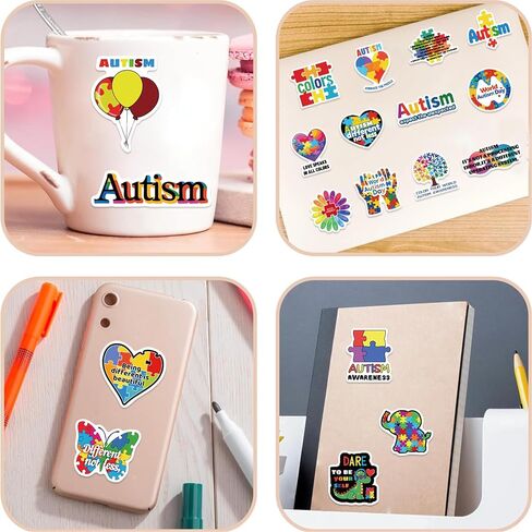 Love and Care Childhood Autism Stickers,50PCs,Autism Laptop Decals Gift Toddlers Teens Girls Cute Cool Kawaii Tools Decorations DIY,Stickers for Hydro Flask in Saudi Arabia