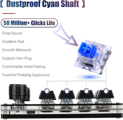 لوحة مفاتيح مفاتيح مفتاح Red Switch Macro Cnobs Knobs USB Mini Keypad للكمبيوتر الشخصي (4 مفاتيح) in Kuwait