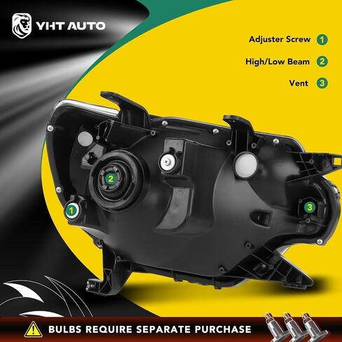 YHTAUTO مجموعة من 2 استبدال مجموعة المصابيح الأمامية لعام 2005-2011 مصابيح تويوتا تاكوما للسائق والراكب، مصابيح أمامية شفافة بعدسات شفافة من الكروم، مصابيح أمامية عاكسة للمنشور الصغير in Saudi Arabia