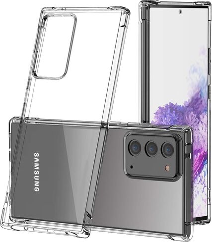KIOMY Clear Case for Samsung Galaxy Note 20 Airbag Corners Shockproof Bumper Protective Phone Cover, Hybrid Design Hard PC Back with Flexible TPU Frame in Kuwait