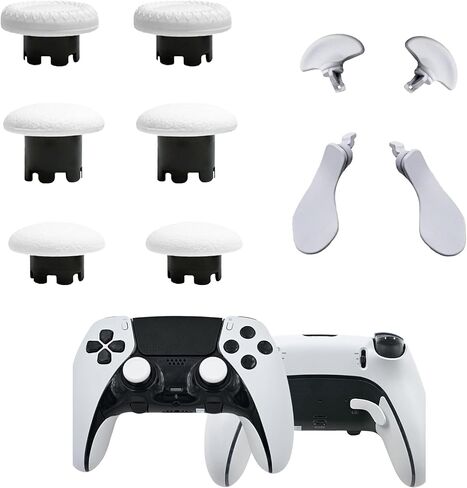 6 Pcs Metal Thumbsticks for PS5 Edge Controller, 4 Pcs Back Paddles Triggers Buttons for PS5 Dualsense Controller, Replacement Accessories Parts for PS5 Edge Controller Analog Joystick(White) in Kuwait