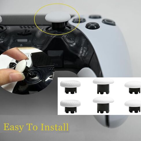 6 Pcs Metal Thumbsticks for PS5 Edge Controller, 4 Pcs Back Paddles Triggers Buttons for PS5 Dualsense Controller, Replacement Accessories Parts for PS5 Edge Controller Analog Joystick(White) in Kuwait