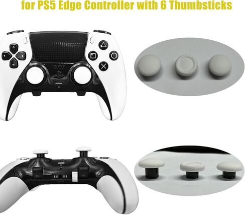 6 Pcs Metal Thumbsticks for PS5 Edge Controller, 4 Pcs Back Paddles Triggers Buttons for PS5 Dualsense Controller, Replacement Accessories Parts for PS5 Edge Controller Analog Joystick(White) in Kuwait
