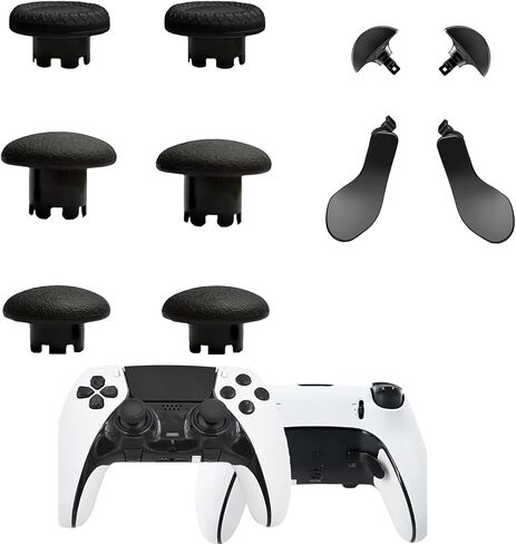 6 Pcs Metal Thumbsticks for PS5 Edge Controller, 4 Pcs Back Paddles Triggers Buttons for PS5 Dualsense Controller, Replacement Accessories Parts for PS5 Edge Controller Analog Joystick(White) in Kuwait