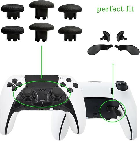 6 Pcs Metal Thumbsticks for PS5 Edge Controller, 4 Pcs Back Paddles Triggers Buttons for PS5 Dualsense Controller, Replacement Accessories Parts for PS5 Edge Controller Analog Joystick(White) in Kuwait