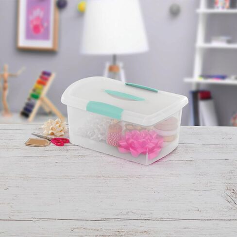 Sterilite Large Nesting ShowOffs, Stackable Small Storage Bin with Latching Lid and Handle, Plastic Container to Organize Office Files, Clear, 18-Pack in Kuwait