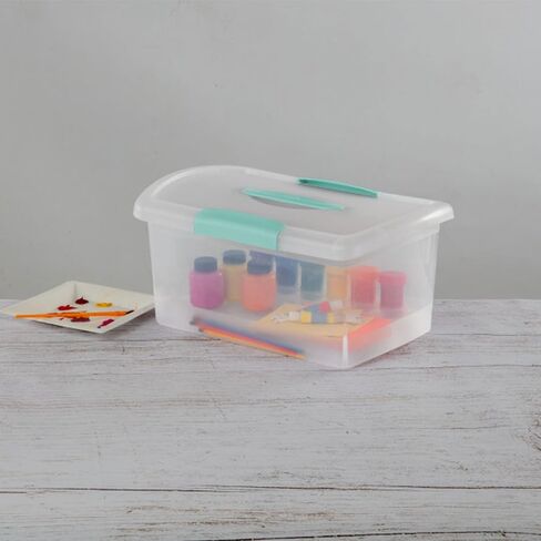 Sterilite Large Nesting ShowOffs, Stackable Small Storage Bin with Latching Lid and Handle, Plastic Container to Organize Office Files, Clear, 18-Pack in Kuwait