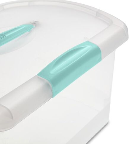 Sterilite Large Nesting ShowOffs, Stackable Small Storage Bin with Latching Lid and Handle, Plastic Container to Organize Office Files, Clear, 18-Pack in Kuwait