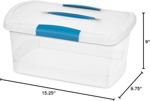 Sterilite Large Nesting ShowOffs, Stackable Small Storage Bin with Latching Lid and Handle, Plastic Container to Organize Office Files, Clear, 18-Pack in Kuwait