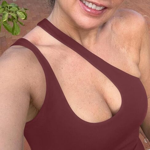 REORIA Women’s Sexy Plunge One Shoulder Sleeveless V Backless Going Out Tank Bodysuits Tops in Kuwait