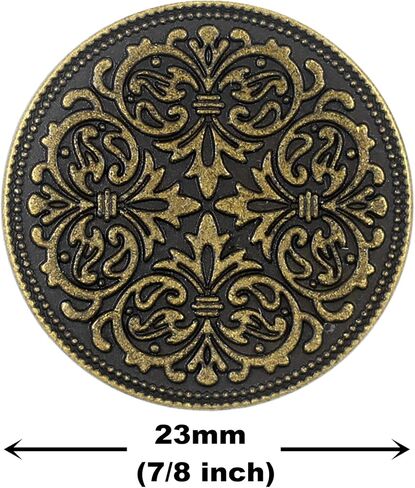 Bezelry 12 Pieces Mandala Metal Shank Buttons. 23mm. (Antique Silver) in Saudi Arabia