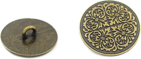 Bezelry 12 Pieces Mandala Metal Shank Buttons. 23mm. (Antique Silver) in Saudi Arabia