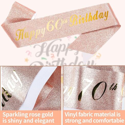 60th Birthday Gifts Decorations for Women,Including 60 Year Old Black Gold Birthday Cake Topper,60th Birthday Tiara Crown/Sash,60th Gold Birthday Candle for 60 Year Old Women Party Supplies Decoration in Saudi Arabia