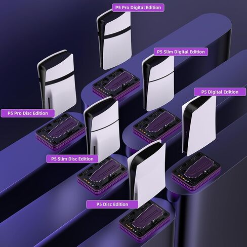 Stand and Cooling Station for PS5/PS5 Slim/PS5 Pro with RGB LED Controller Charging Dock Accessories, Charger for PlayStation 5 Controller and PS Portal Console Headset and Remote Holders (White) in Kuwait