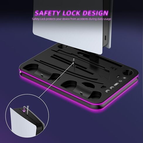 Stand and Cooling Station for PS5/PS5 Slim/PS5 Pro with RGB LED Controller Charging Dock Accessories, Charger for PlayStation 5 Controller and PS Portal Console Headset and Remote Holders (White) in Kuwait