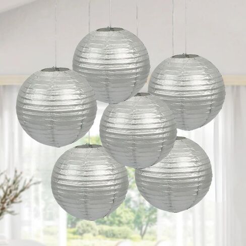 Fun Express - 12" Yellow Hanging Paper Lanterns - Party Decor - Hanging Lanterns - 6 Pieces for Celebrations in Saudi Arabia