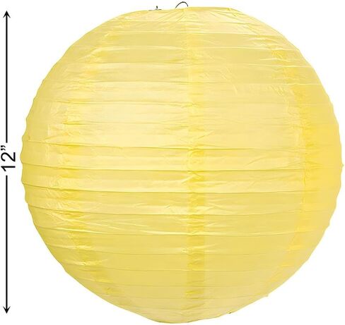 Fun Express - 12" Yellow Hanging Paper Lanterns - Party Decor - Hanging Lanterns - 6 Pieces for Celebrations in Saudi Arabia