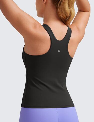 قميص بدون أكمام للسيدات من CRZ YOGA Butterluxe Racerback مع حمالة صدر مدمجة على الرف - قميص داخلي مبطن برقبة عالية ورياضي لليوجا in Kuwait