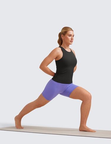 قميص بدون أكمام للسيدات من CRZ YOGA Butterluxe Racerback مع حمالة صدر مدمجة على الرف - قميص داخلي مبطن برقبة عالية ورياضي لليوجا in Kuwait