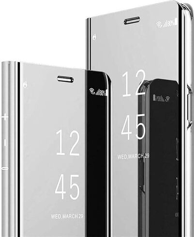 Samsung Galaxy S23 Ultra Case - Clear View Makeup Mirror Slim Phone Case With Kickstand, Luxury Leather Cover for S23 Ultra 5G in Kuwait
