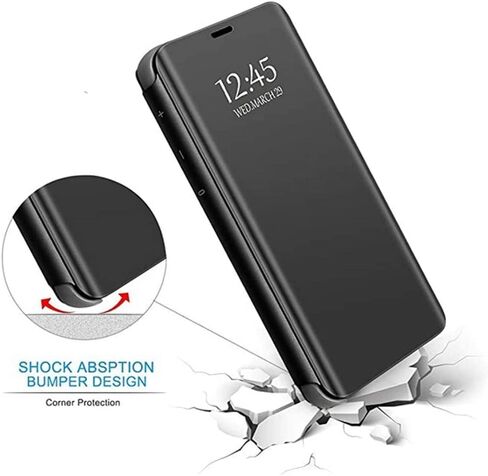 Samsung Galaxy S23 Ultra Case - Clear View Makeup Mirror Slim Case مع Kickstand ، غطاء جلدي فاخر لـ S23 Ultra 5G in Kuwait