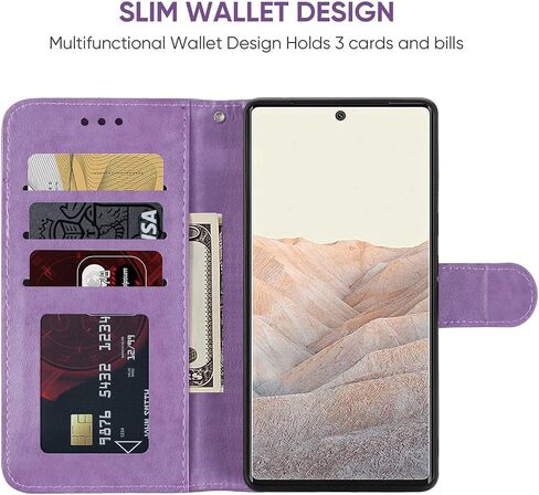حالة Pixel 6 Case ، Google 6 GB7N6 Wallet Case مع واقي شاشة زجاجي مقسى ، حامل بطاقة الائتمان من Mandala Leather Flip Card Cover Cover For Google Pixel 6 Purple in Kuwait