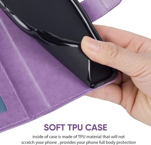 حالة Pixel 6 Case ، Google 6 GB7N6 Wallet Case مع واقي شاشة زجاجي مقسى ، حامل بطاقة الائتمان من Mandala Leather Flip Card Cover Cover For Google Pixel 6 Purple in Kuwait