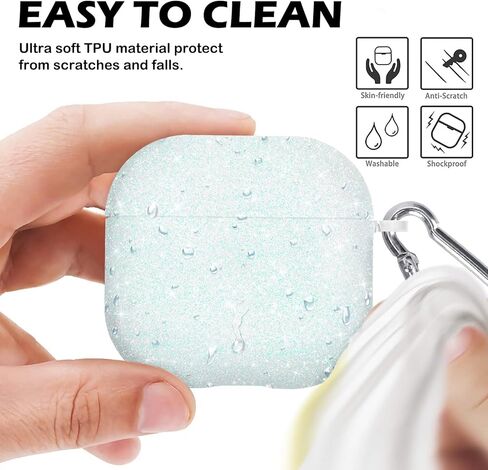 بالنسبة إلى AirPods 4 Case ، فاخرة اللطيفة اللطيفة بريقًا لامعة مع سلسلة مفاتيح للنساء للنساء رجال مضادون لضده ناعمة TPU الغطاء الواقي المقاوم للصدمات للهواء الرابع الأرجواني in Kuwait
