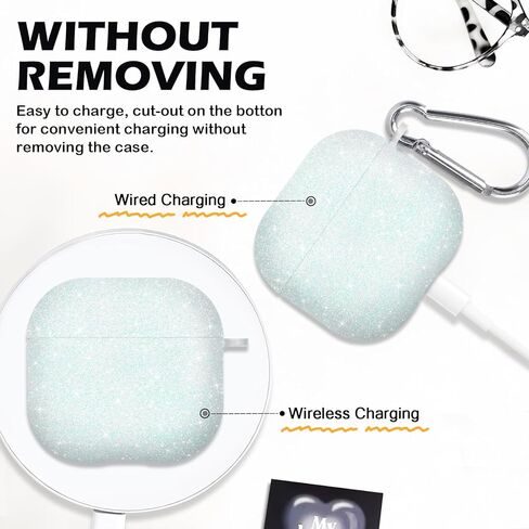 بالنسبة إلى AirPods 4 Case ، فاخرة اللطيفة اللطيفة بريقًا لامعة مع سلسلة مفاتيح للنساء للنساء رجال مضادون لضده ناعمة TPU الغطاء الواقي المقاوم للصدمات للهواء الرابع الأرجواني in Kuwait