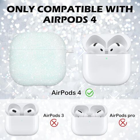 بالنسبة إلى AirPods 4 Case ، فاخرة اللطيفة اللطيفة بريقًا لامعة مع سلسلة مفاتيح للنساء للنساء رجال مضادون لضده ناعمة TPU الغطاء الواقي المقاوم للصدمات للهواء الرابع الأرجواني in Kuwait
