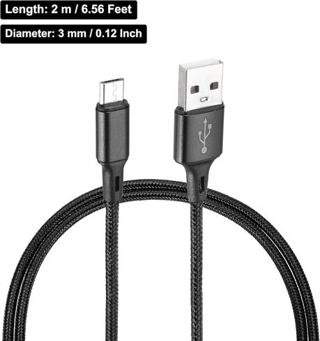 كابل شاحن وحدة تحكم Meccanixity ، 6 قدم USB A إلى Micro USB كابل USB كبل Micro USB شحن كابل USB الشحن الشحن السريع ، سلك الفضة in Saudi Arabia