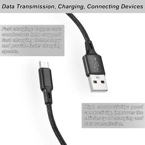 كابل شاحن وحدة تحكم Meccanixity ، 6 قدم USB A إلى Micro USB كابل USB كبل Micro USB شحن كابل USB الشحن الشحن السريع ، سلك الفضة in Saudi Arabia