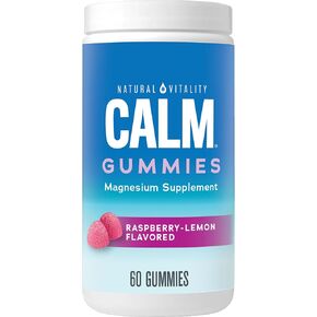 Natural Vitality CALM, Magnesium Supplement, Stress Relief Gummies, Supports a Healthy Response to Stress, Gluten Free, Vegan, Raspberry Lemon Flavored, 60 Gummies in Kuwait