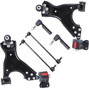 LCWRGS 6pcs Front Suspension Kit Lower Control Arms w/Ball Joint Sway Bar Link Outer Tie Rod Ends Replacement for 09-2017 Chevy Traverse,07-16 GMC Acadia,08-17 Buick Enclave,07-10 Saturn Outlook