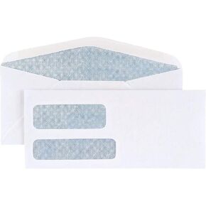 No 9 Invoice Envelopes - Double Window Security Tint, Box of 500 Envelopes